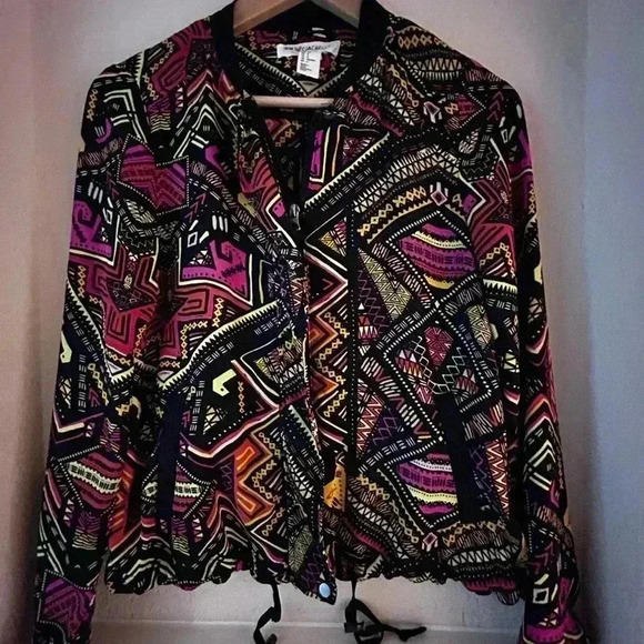 H&M Coachella Multi Colored Zip Up Light Jacket - Picture 2 of 5